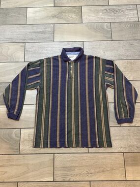 Vintage Bugle Boy Striped Polo Ruby